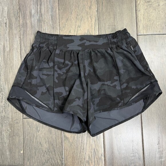 Lululemon Hotty Hot Short II *Long 4" Incognito Camo Multi Grey / Black - Picture 1 of 8